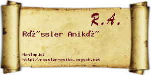 Rössler Anikó névjegykártya